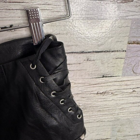 I AM GIA Leather Pants faux black size xs lace up - Picture 5 of 9